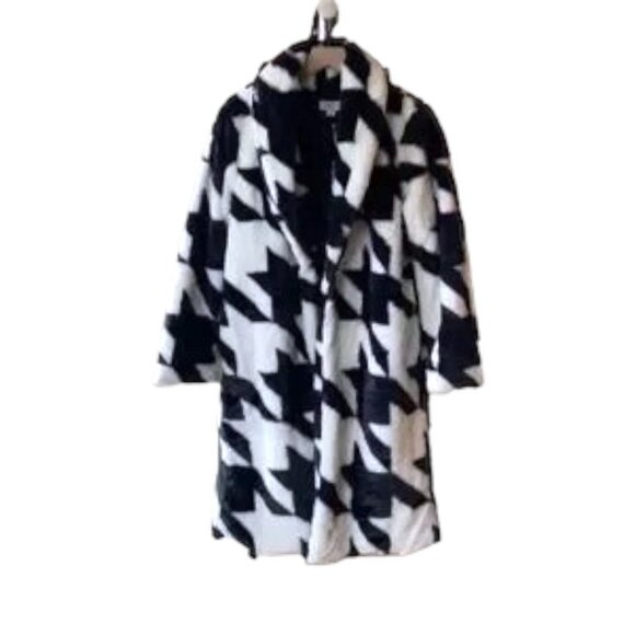 Sergio Hudson X Target Luxury Faux Fur Houndstooth‎ Plush Swing Coat Size 4X - Picture 5 of 12